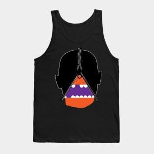 Impatient Halloween Monster Scary Orange True Face Zipper Tank Top